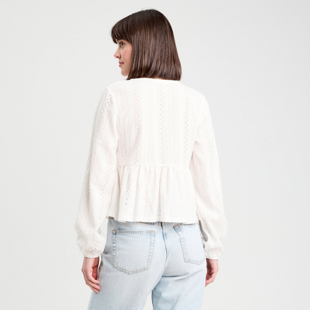 Blouse broderie anglaise ecru femme