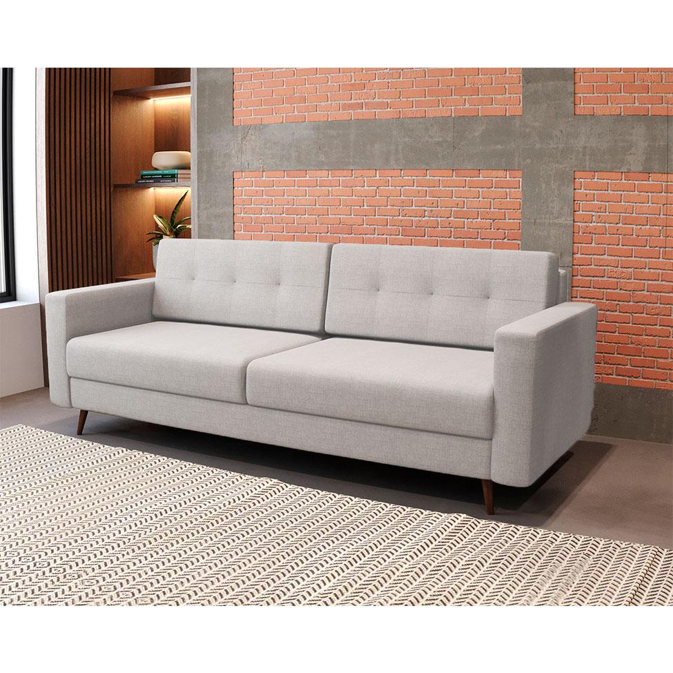 Sofá 3 Lugares Pé Palito Living Linho Cotton Cru