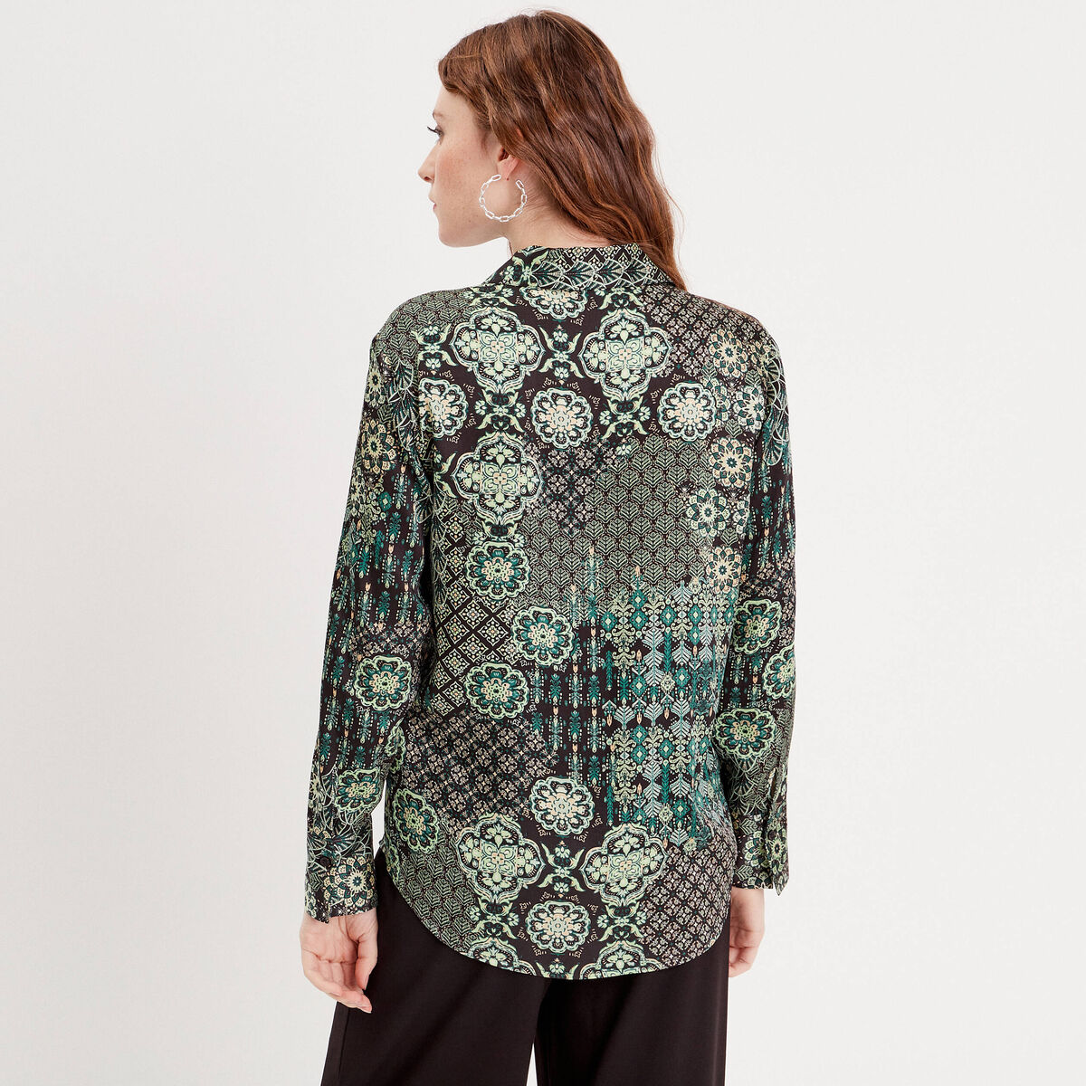 Chemise manches longues noir femme