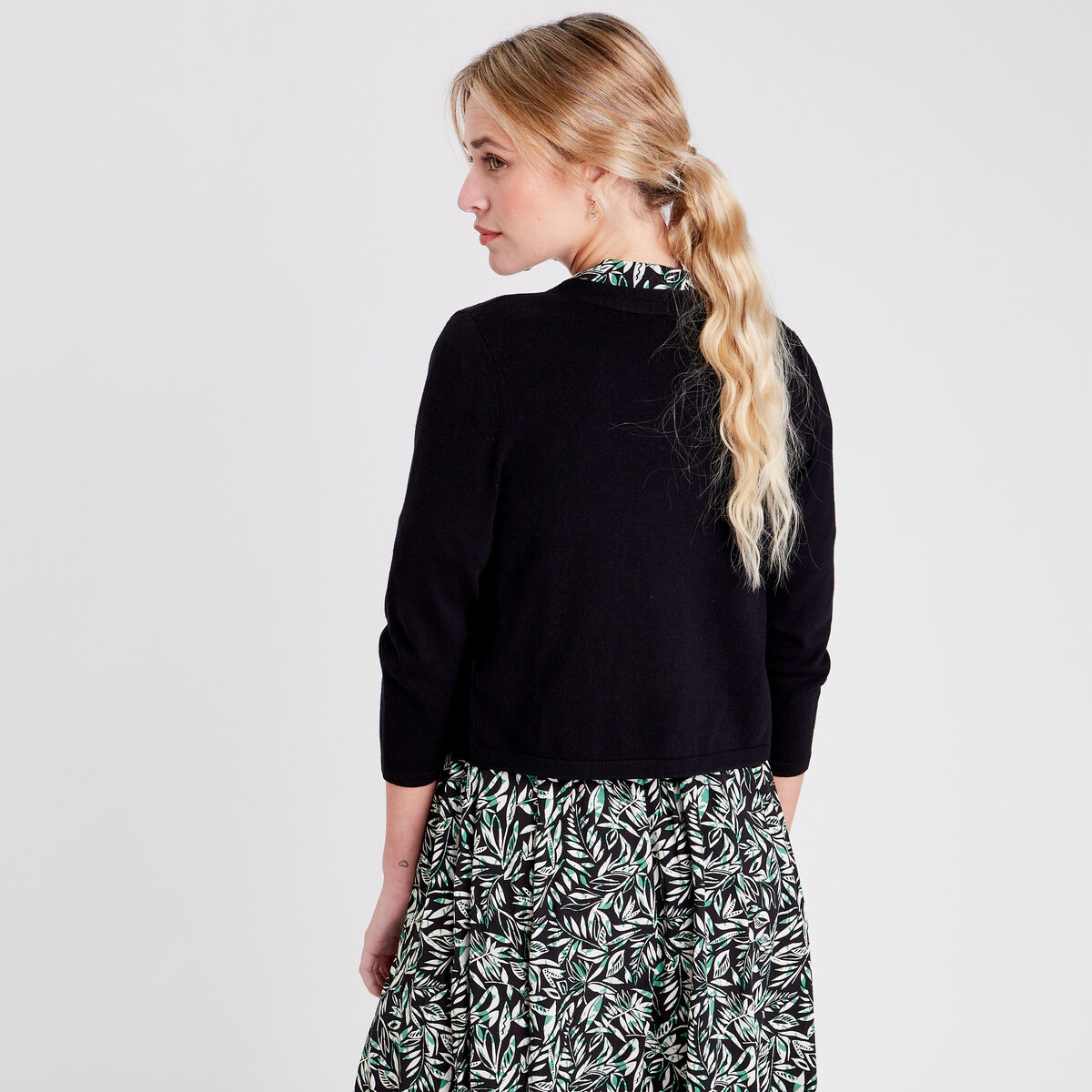 Gilet court ouvert noir femme