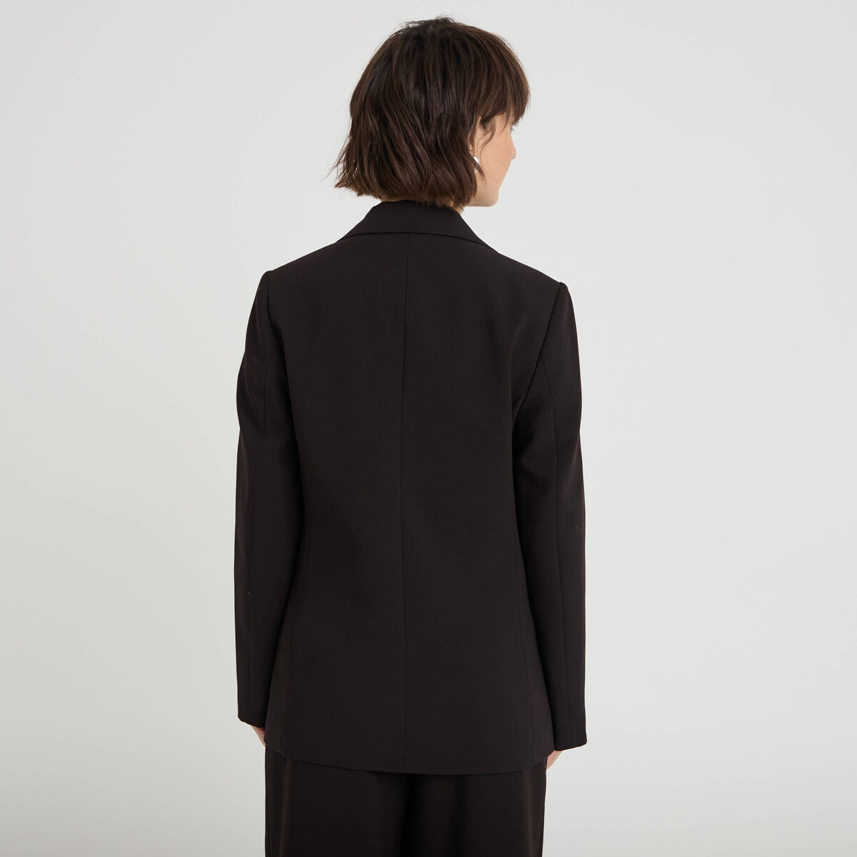 Blazer col tailleur manches longues noir femme