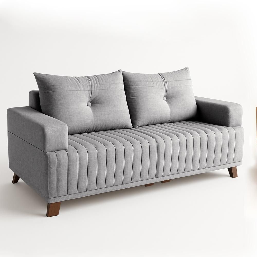 Sofá 3 Lugares Leona Bom Pastor Linho Cinza