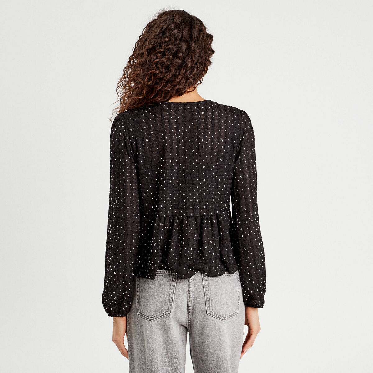 Blouse nouée strass noir femme