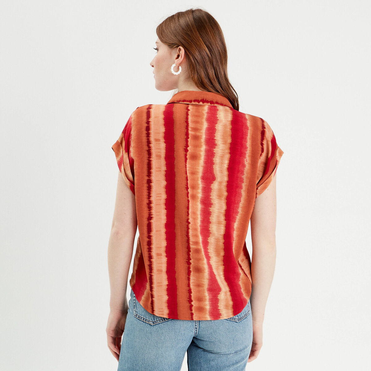 Chemise manches courtes rouge femme