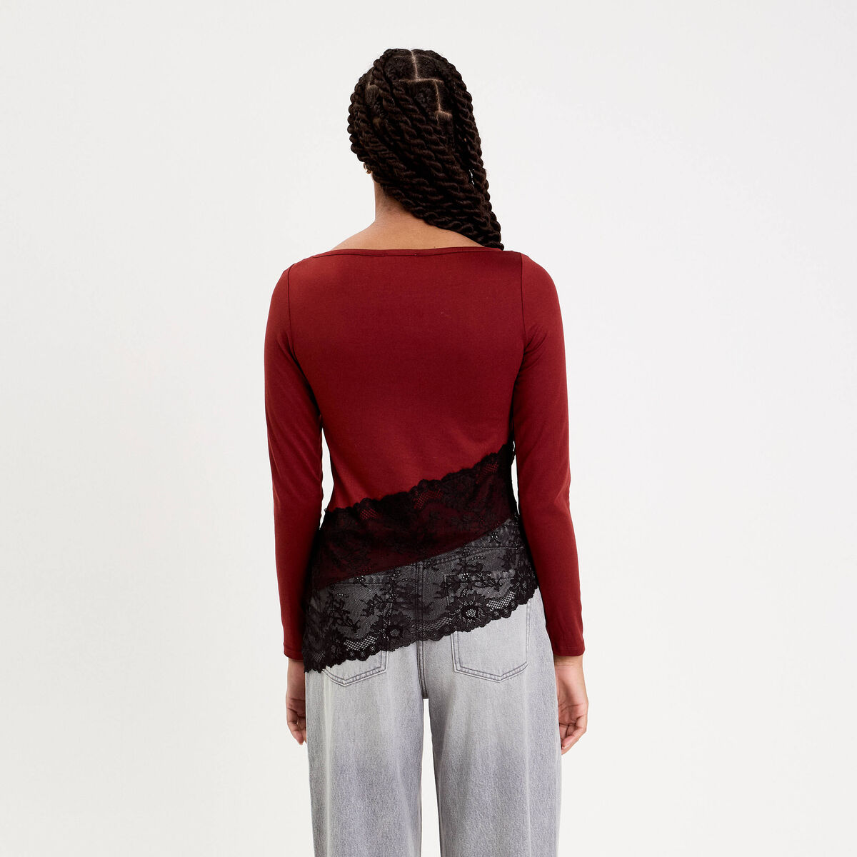 Top ajusté manches longues orange foncé femme