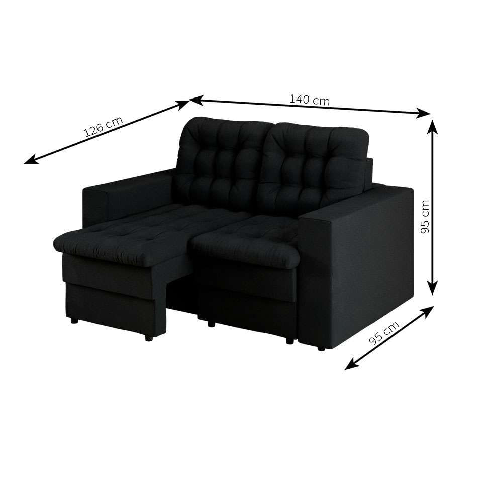 Sofá 2 Lugares Retrátil Lubeck Plush Suede Preto 140 cm em Promoção | Ofertas na Americanas