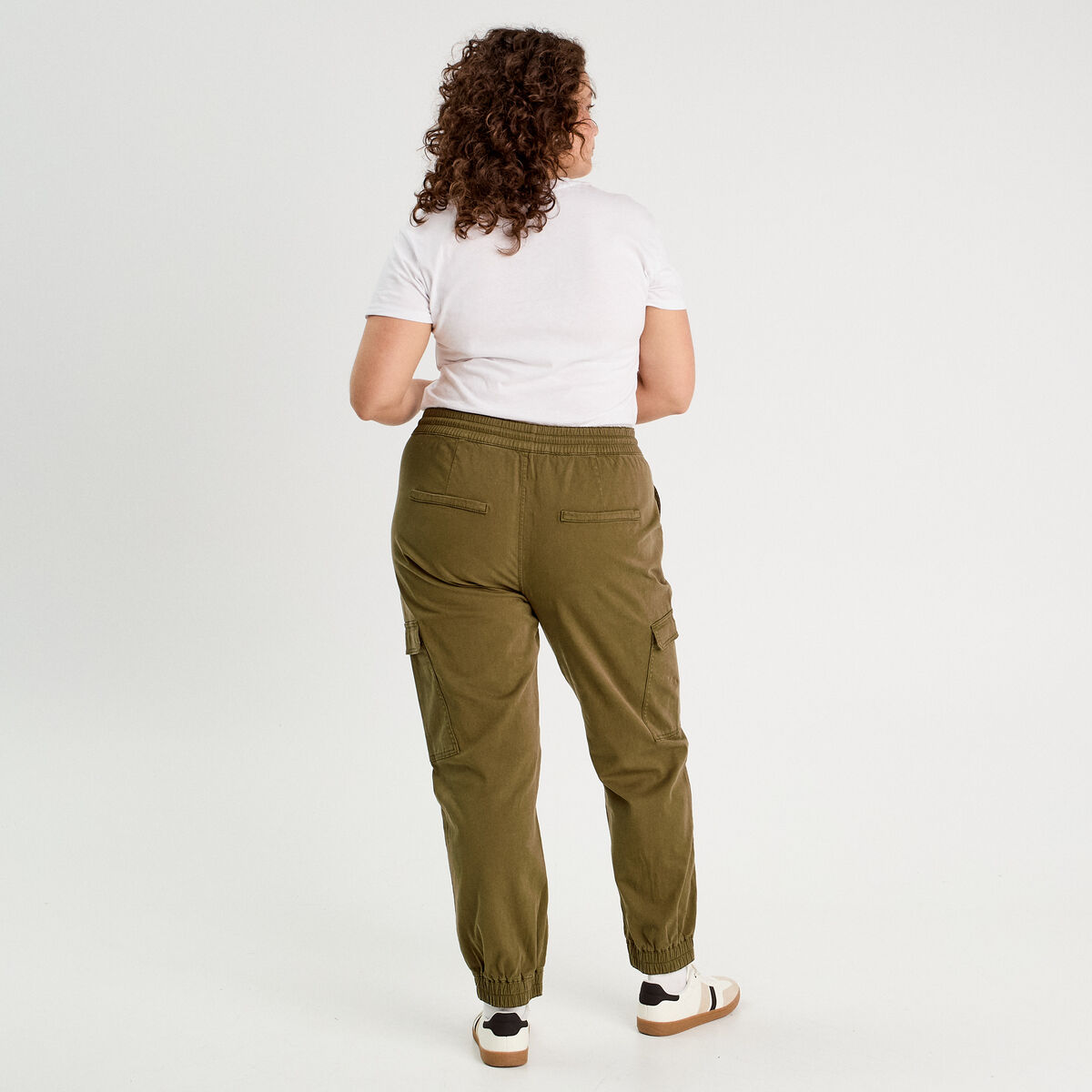 Pantalon cargo slim vert foncé femme