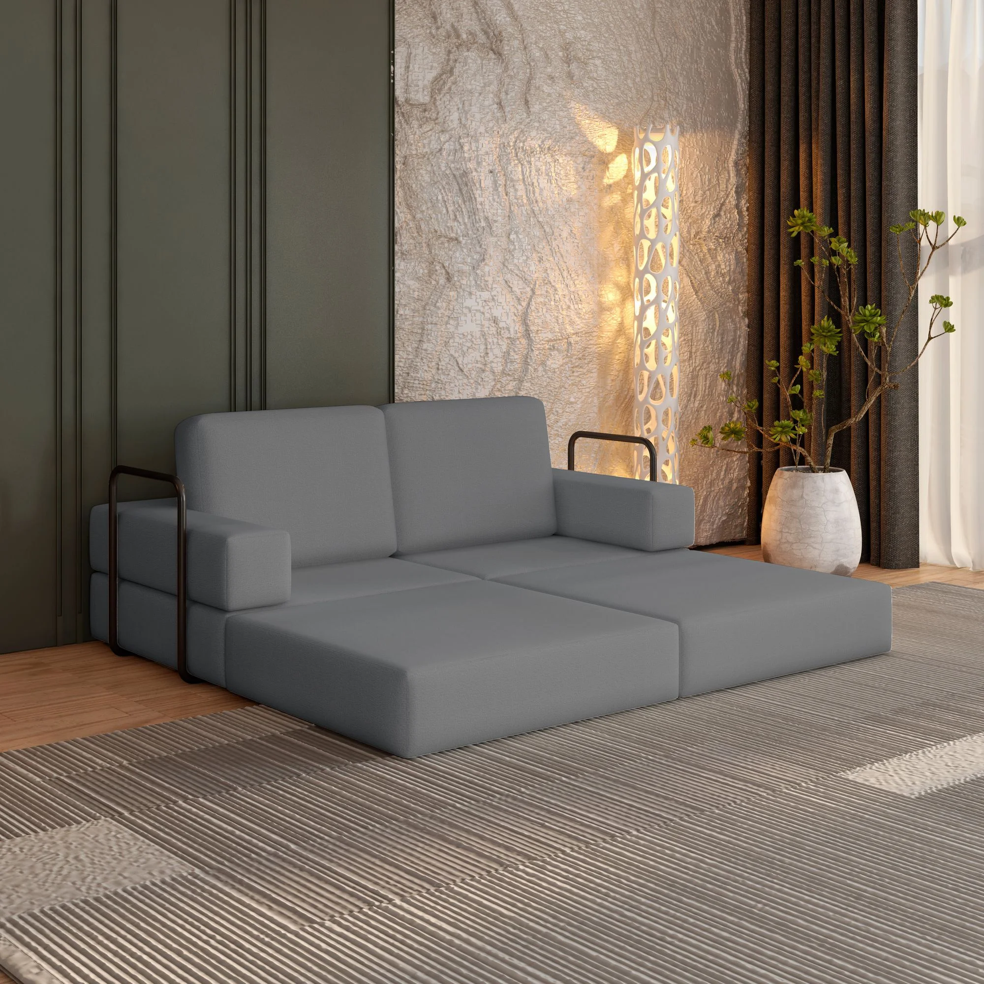 Sofá Cama à Vácuo 2 Lugares Linha Modular Flip Magic