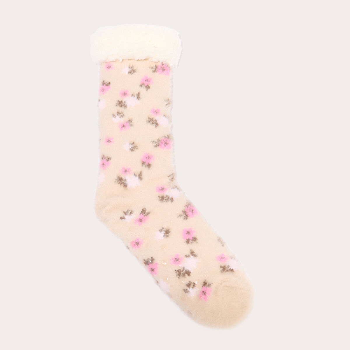 Chaussettes duveteuses sable femme