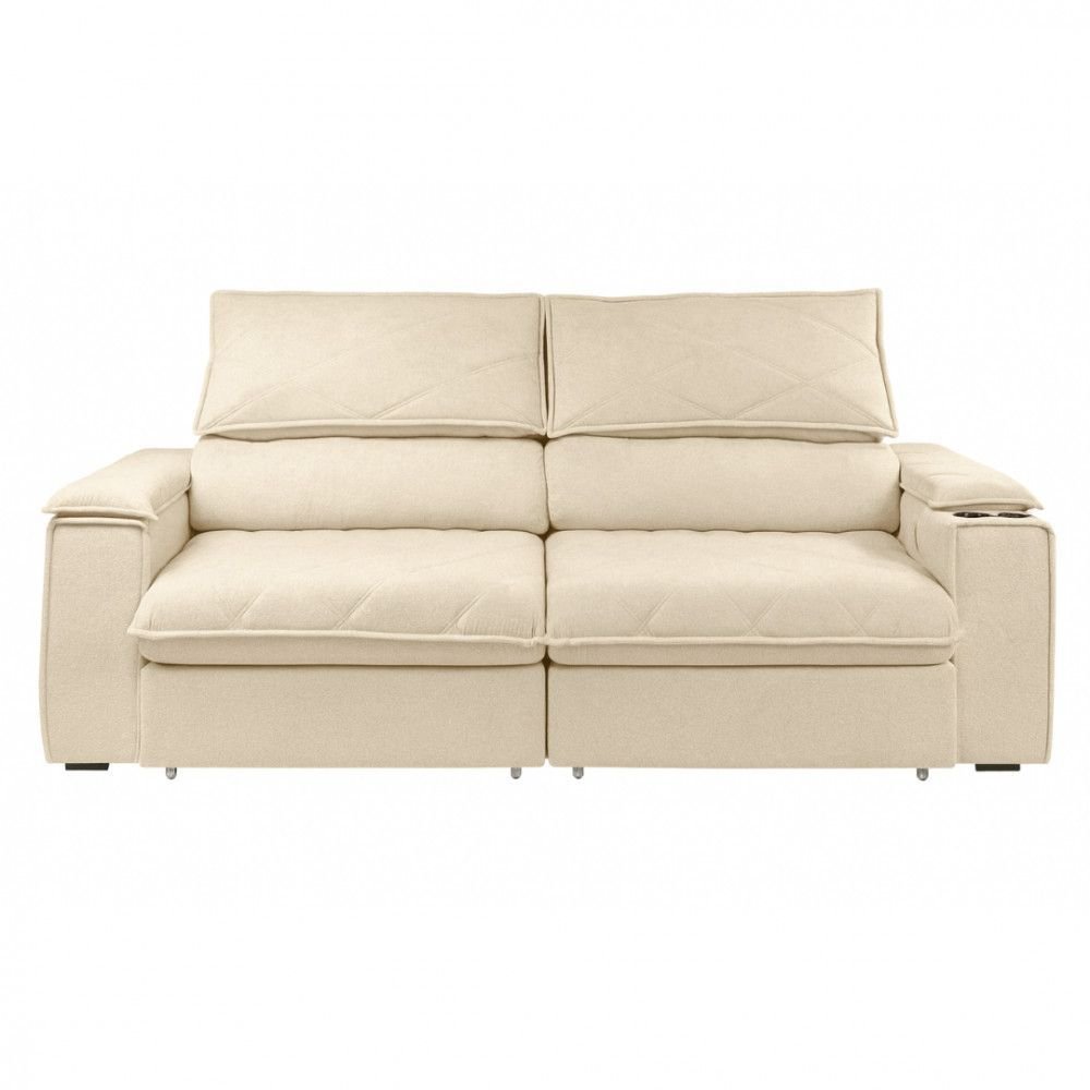 Sofá Konrad Retrátil Reclinável Mônaco 2,10 Metros Bouclê