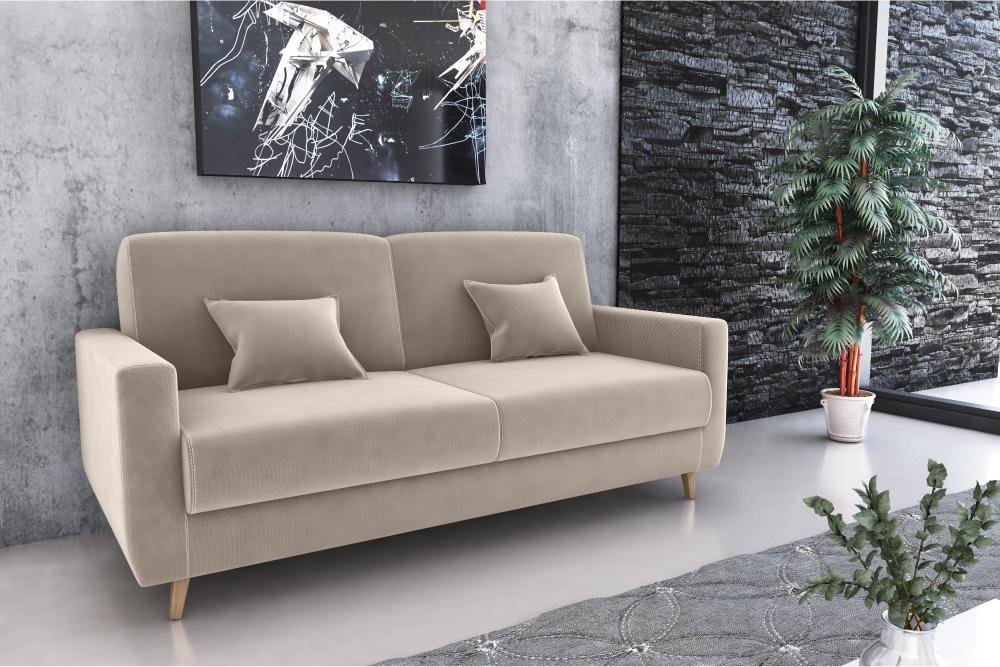 Sofá Cama Emília 2 Lugares 190cm Suede Bege Matrix