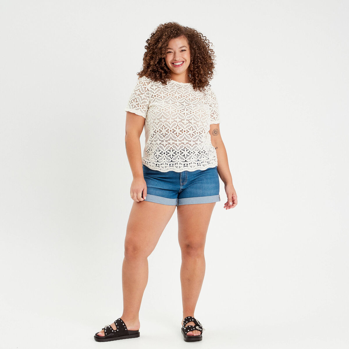 T-shirt manches courtes ecru femme