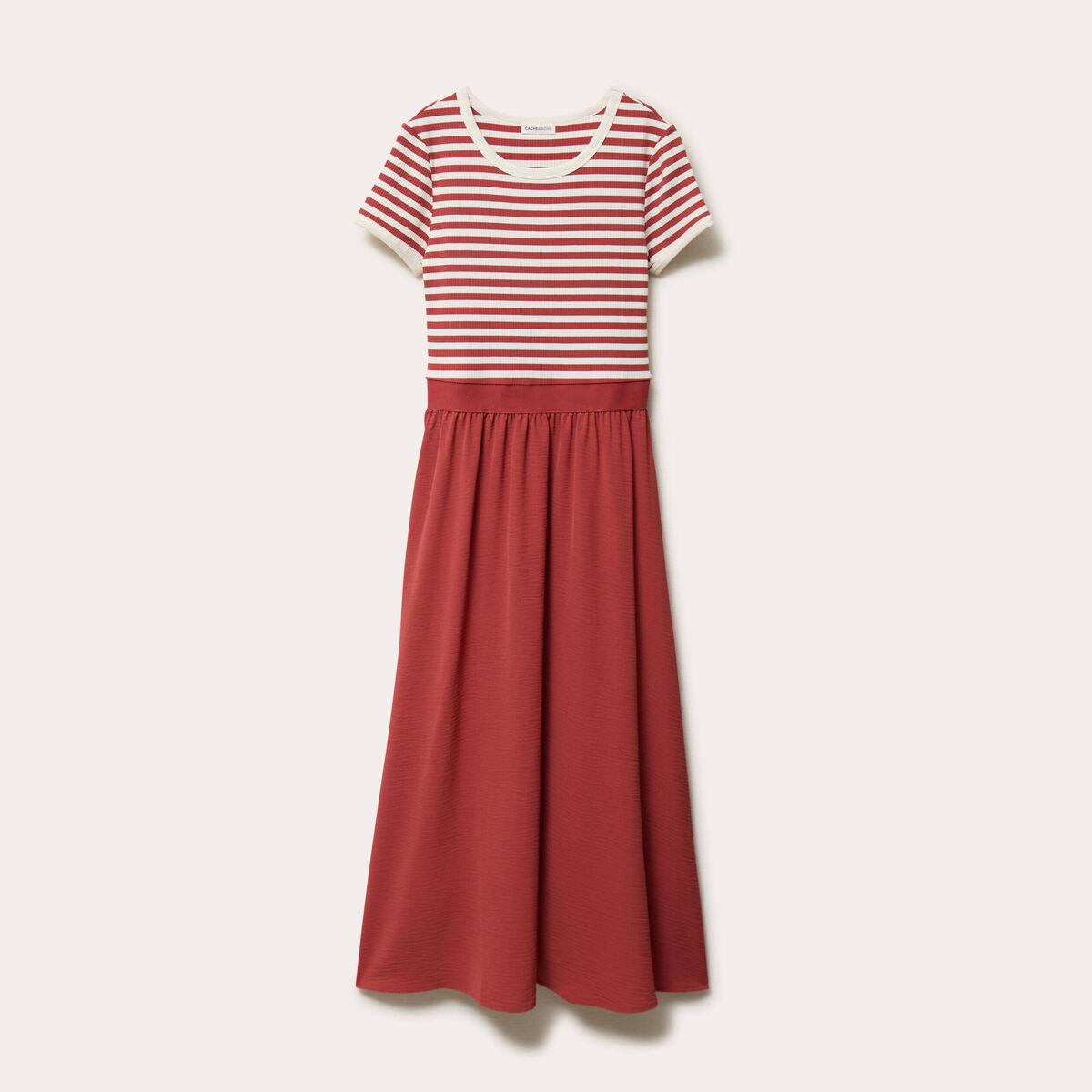 Robe longue évasée manches courtes vieux rose femme