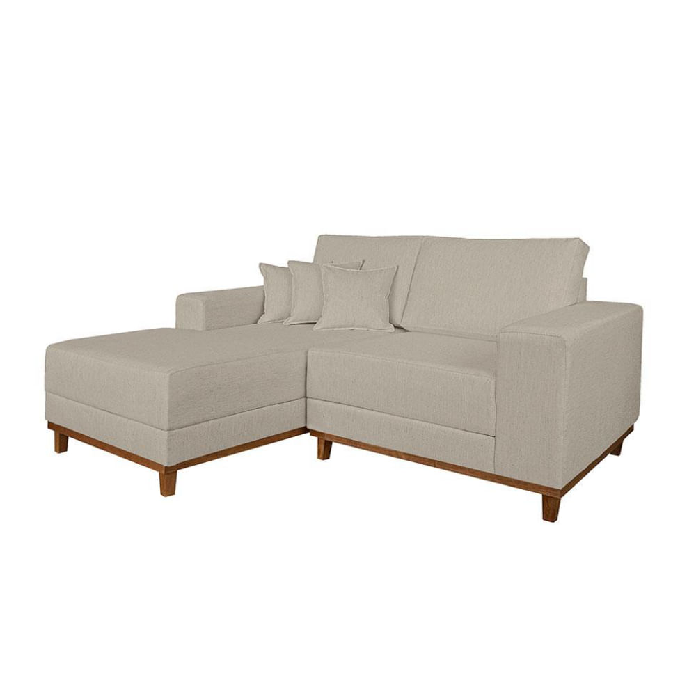Sofá 3 Lugares Mônaco com Chaise Esquerdo Linho Off White