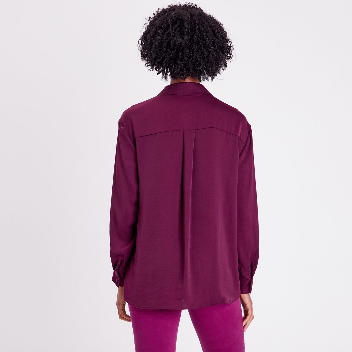 Chemise manches longues prune femme