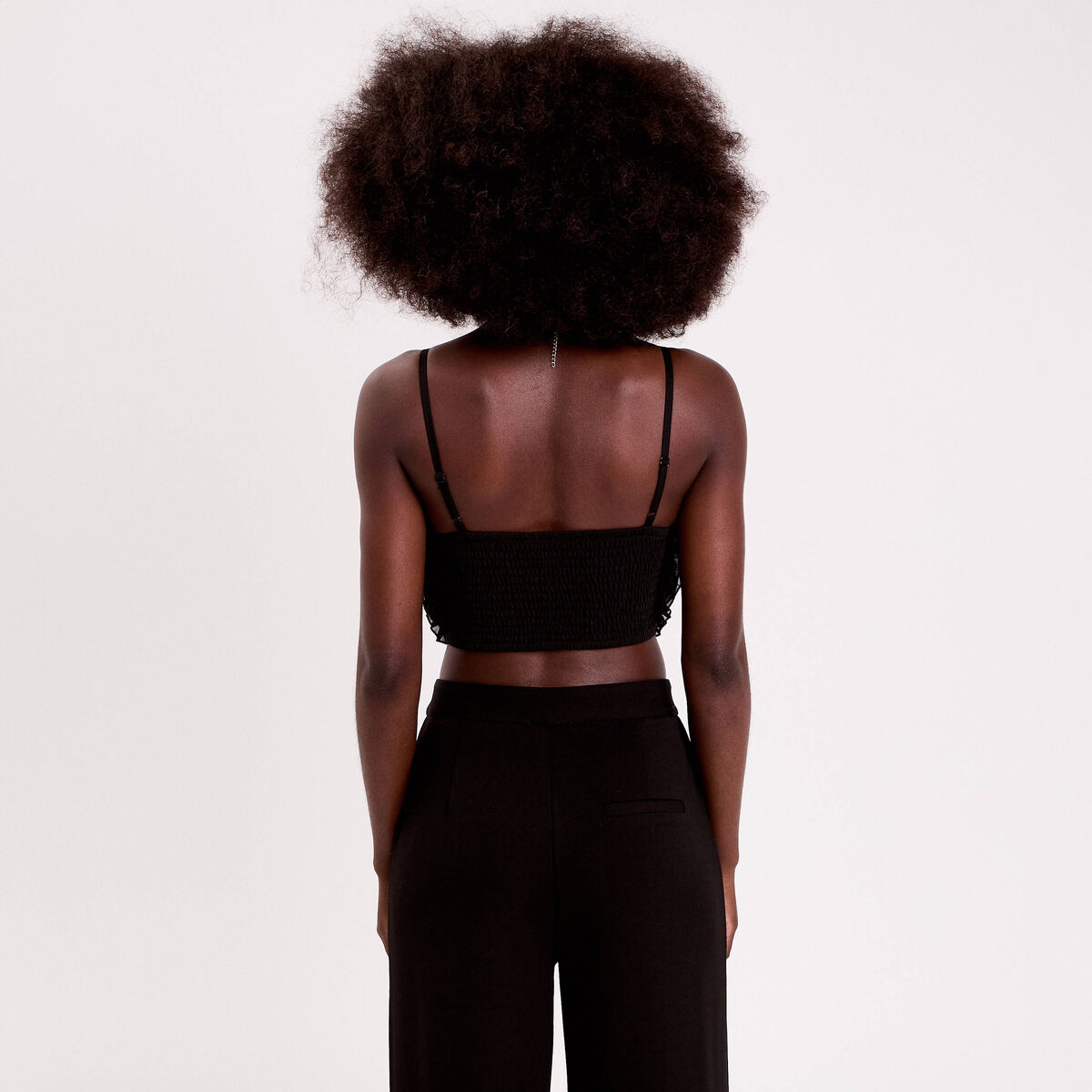 Crop top volants noir femme