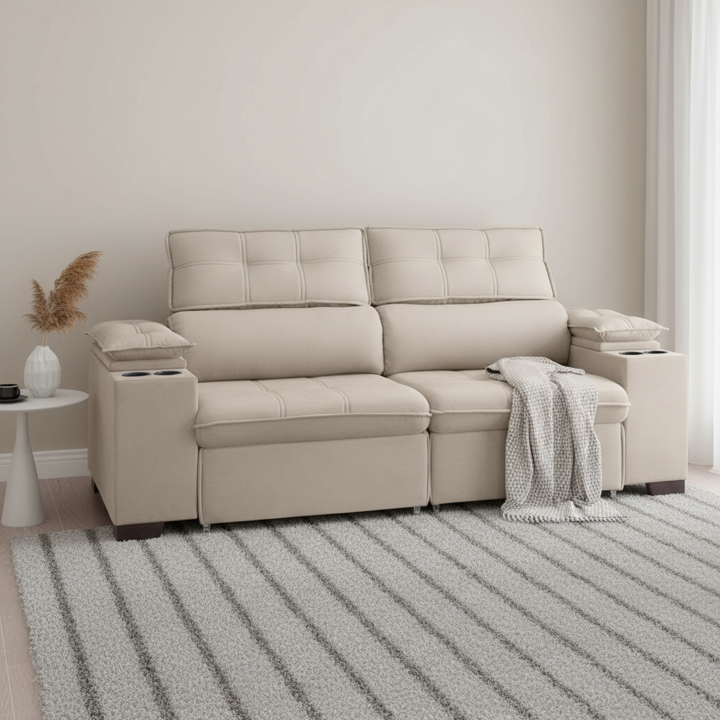 Sofá Manaus 200cm Retrátil Reclinável