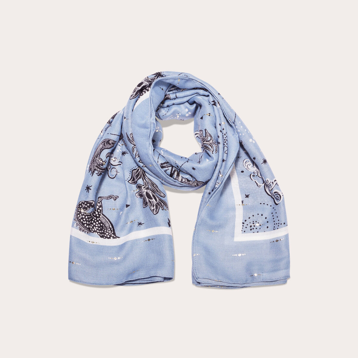 Foulard carré bleu gris femme