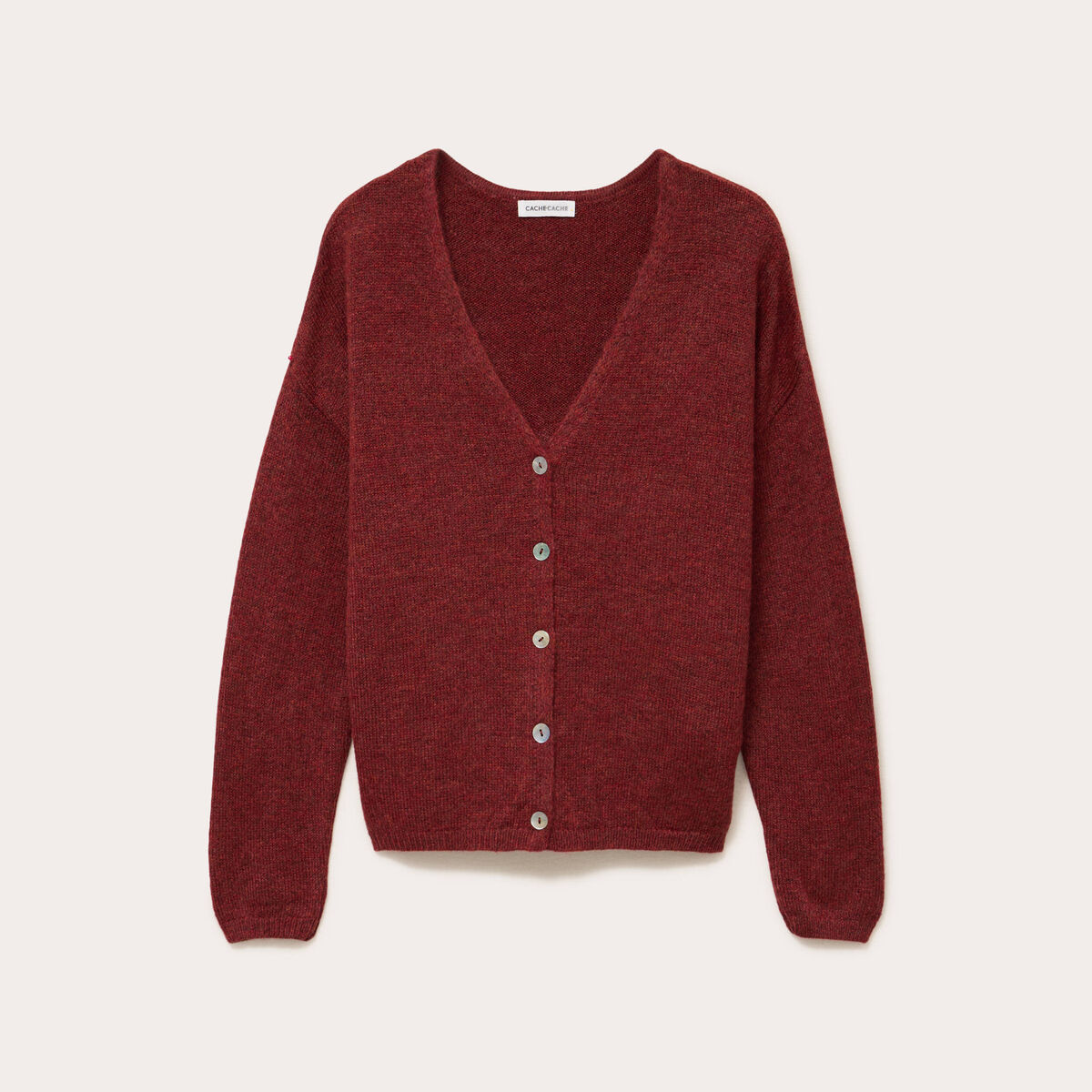 Gilet boutonné avec col en V marron cognac femme