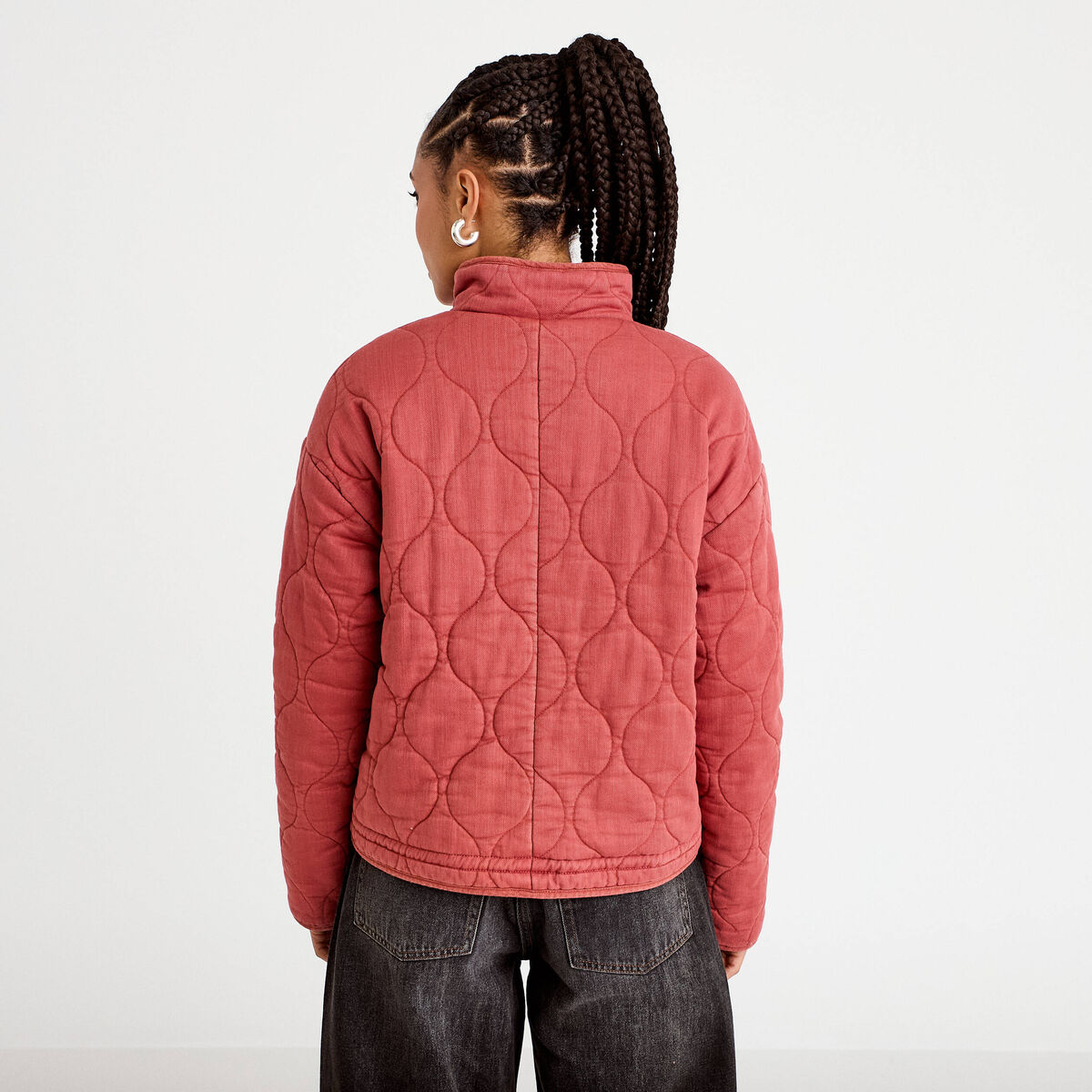 Veste matelassée zippée vieux rose femme
