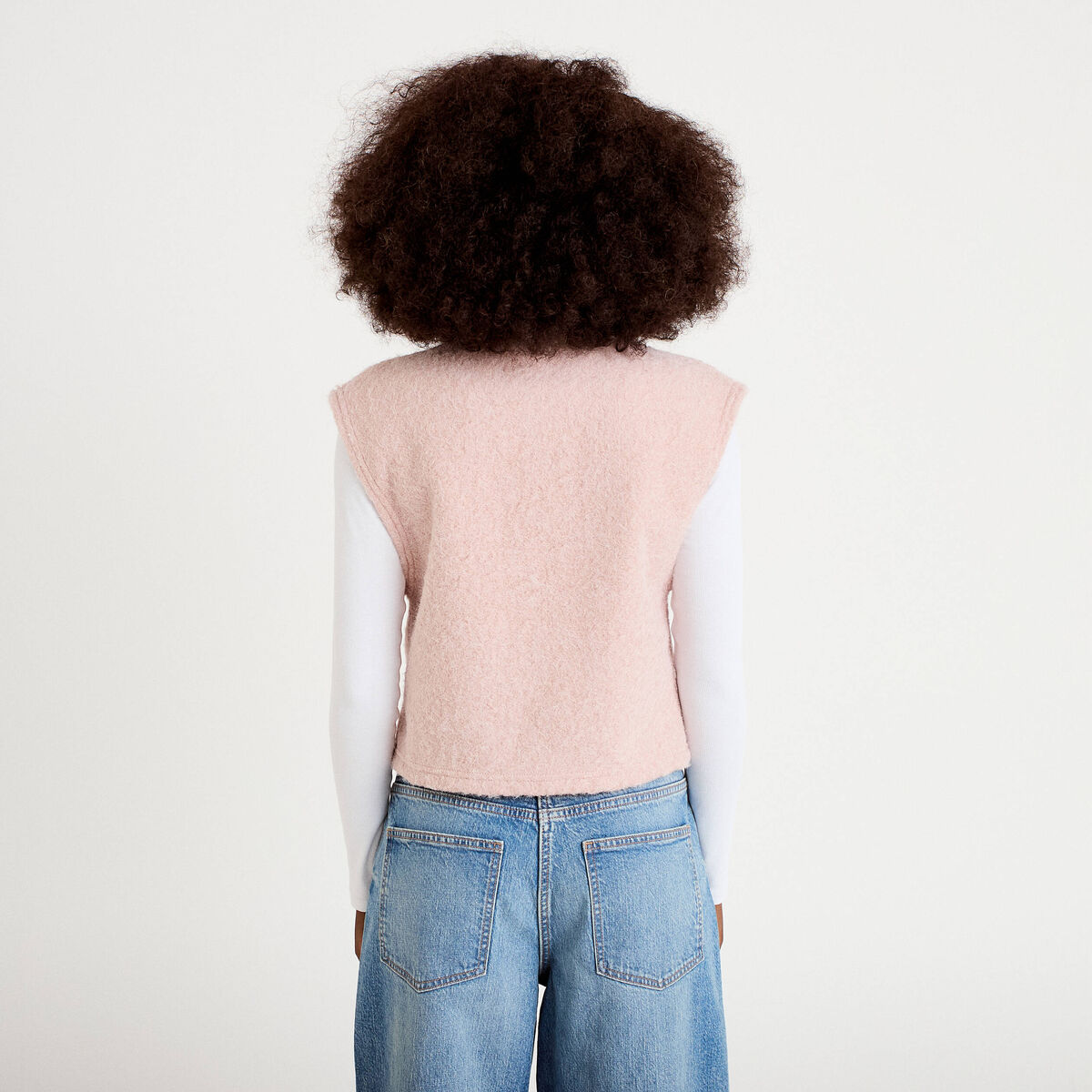 Gilet sans manches effet polaire rose clair femme