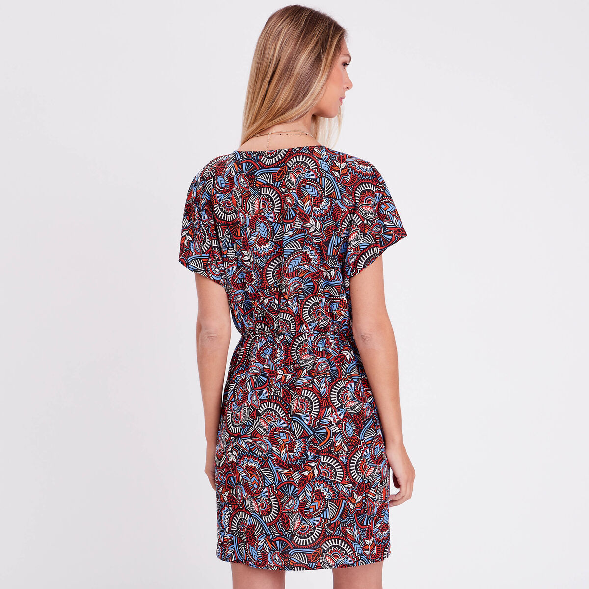 Robe portefeuille avec noeud noir femme