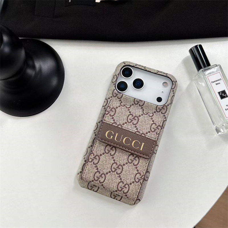 gucci スマホケース iphone17 グッチ iphone ケース 背面 収納 アイフォン 17プロ ケース ハイ ブランド iphone16/16promax ケース カード ケース 付き ブランド スマホケース 流行り
