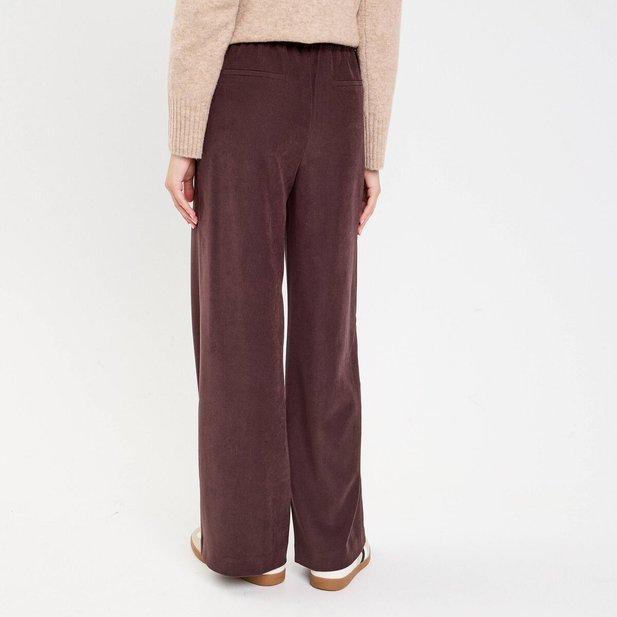 Pantalon large fluide marron foncé femme
