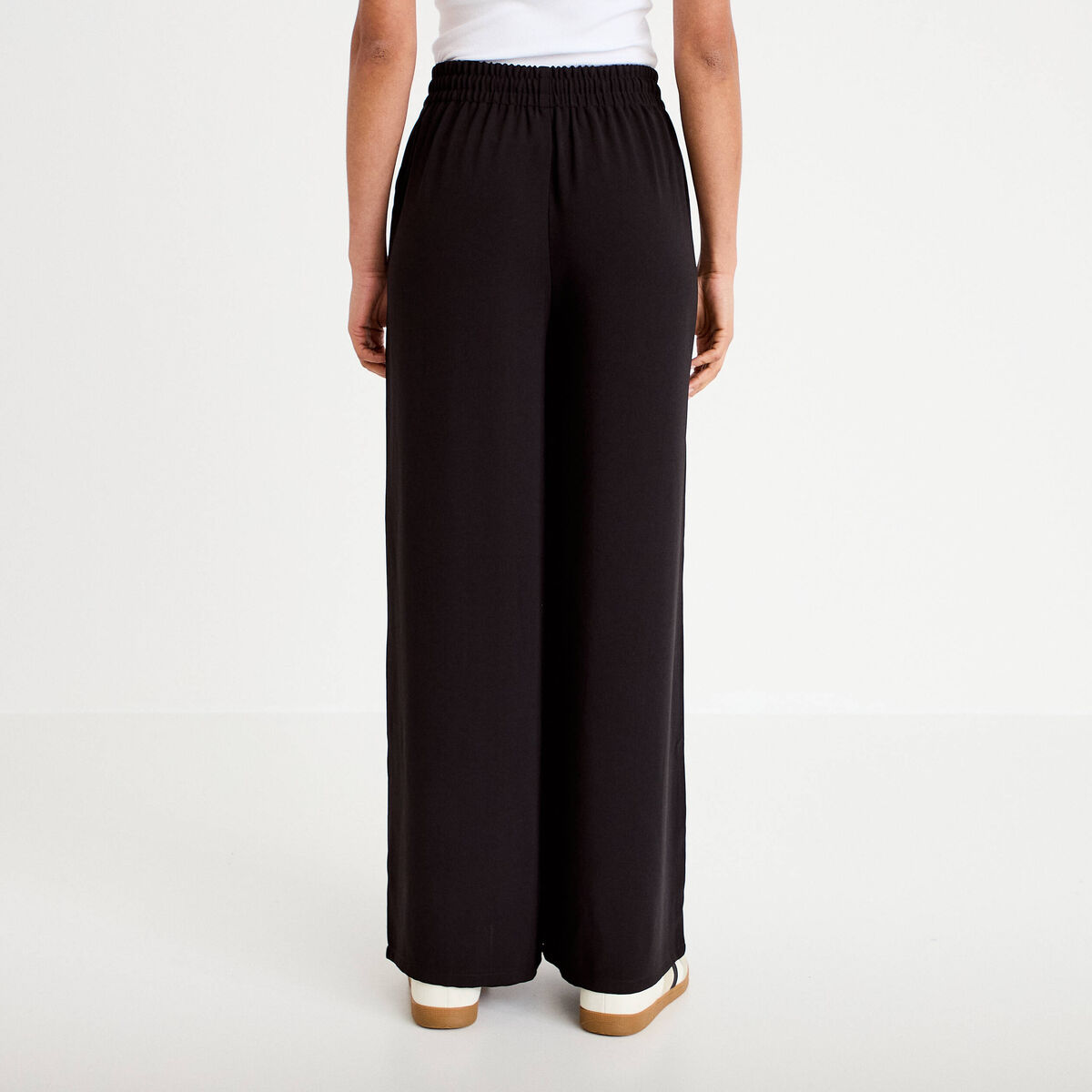 Pantalon large taille standard noir femme