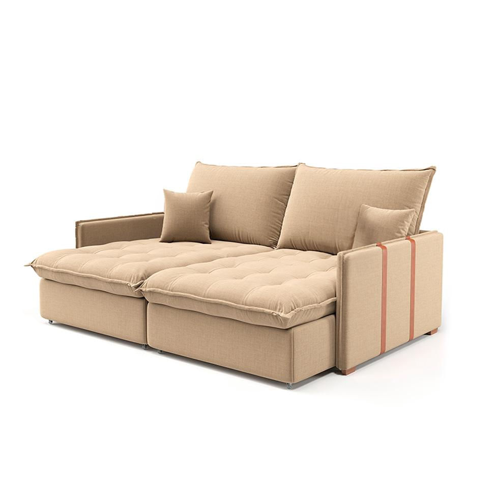 Sofá Retrátil Sem Caixa 3 lugares Solomons Linho Bege 180 cm em Promoção | Ofertas na Americanas
