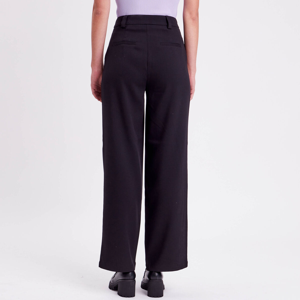 Pantalon droit large noir femme