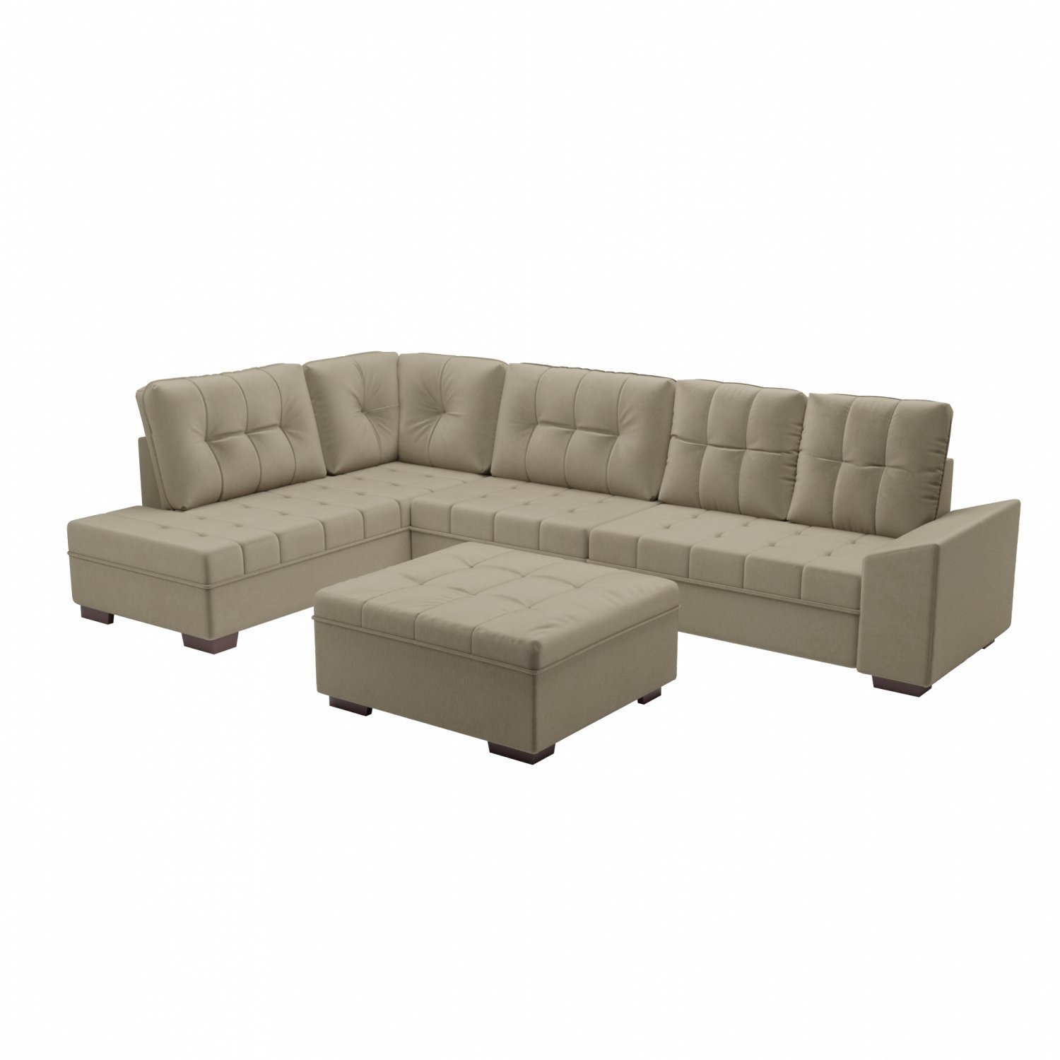 Sofá de Canto 9 Lugares com Puff Leblon