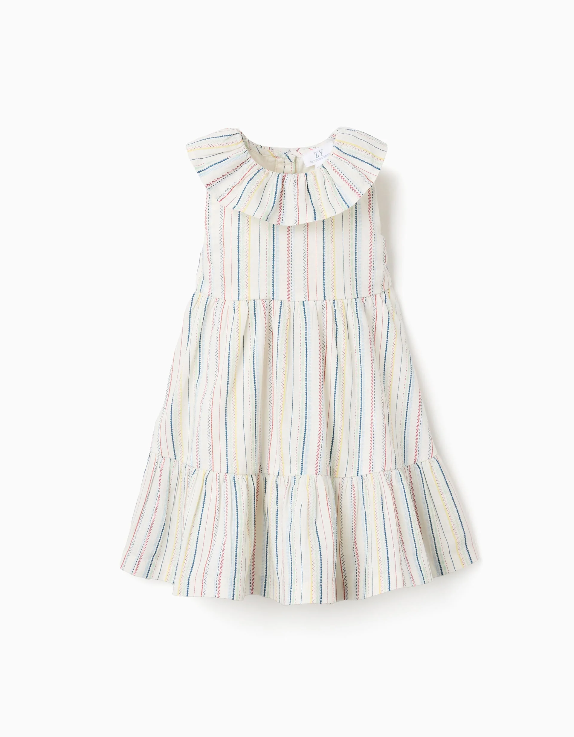 Cotton dress with ethnic stripes B&S for baby girls, multicolour