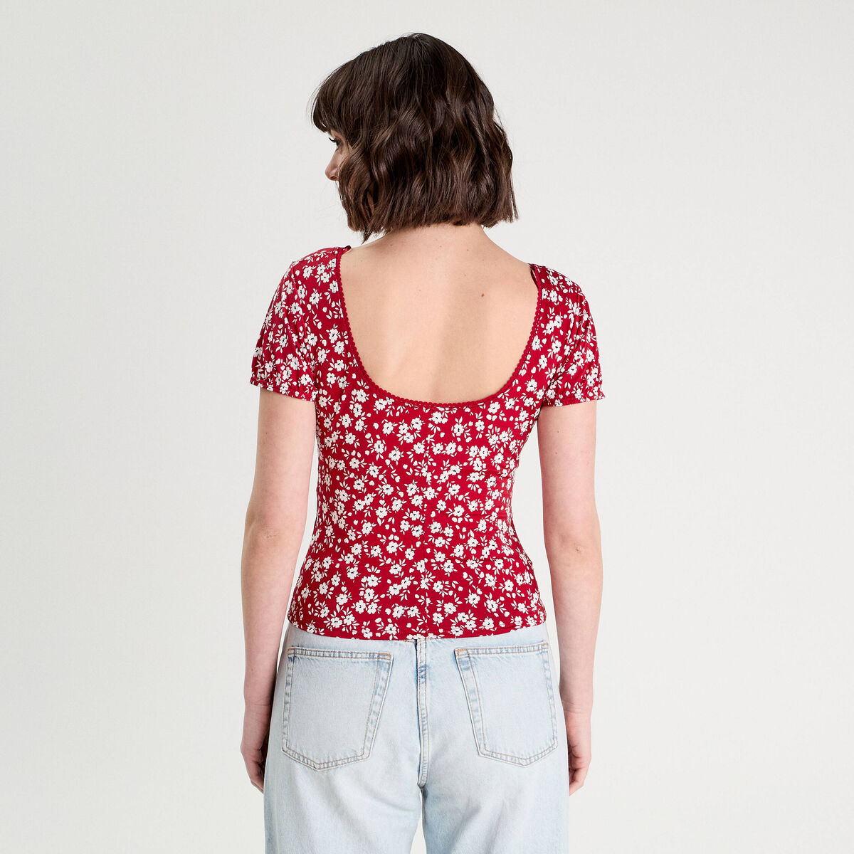 Blouse manches courtes bordeaux femme