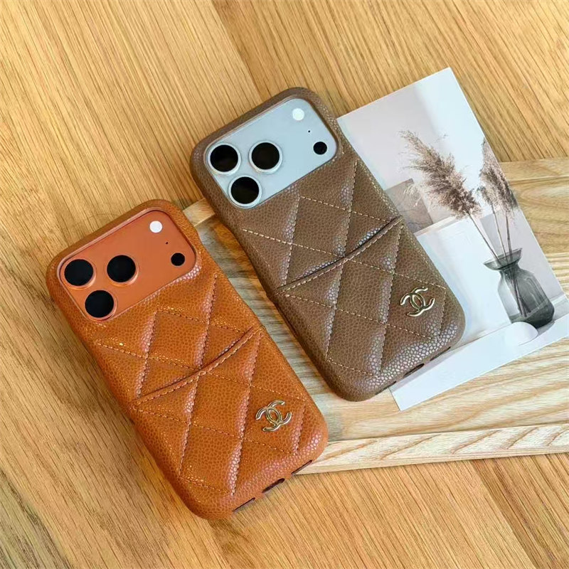 chanel iphone17/17pro ケース カード収納 シャネル キャビア スキン iphone16/16pro max ケース ハイブランド iphone15/14ケース スマホ ケース ブランド 人気 iphoneケース カード収納