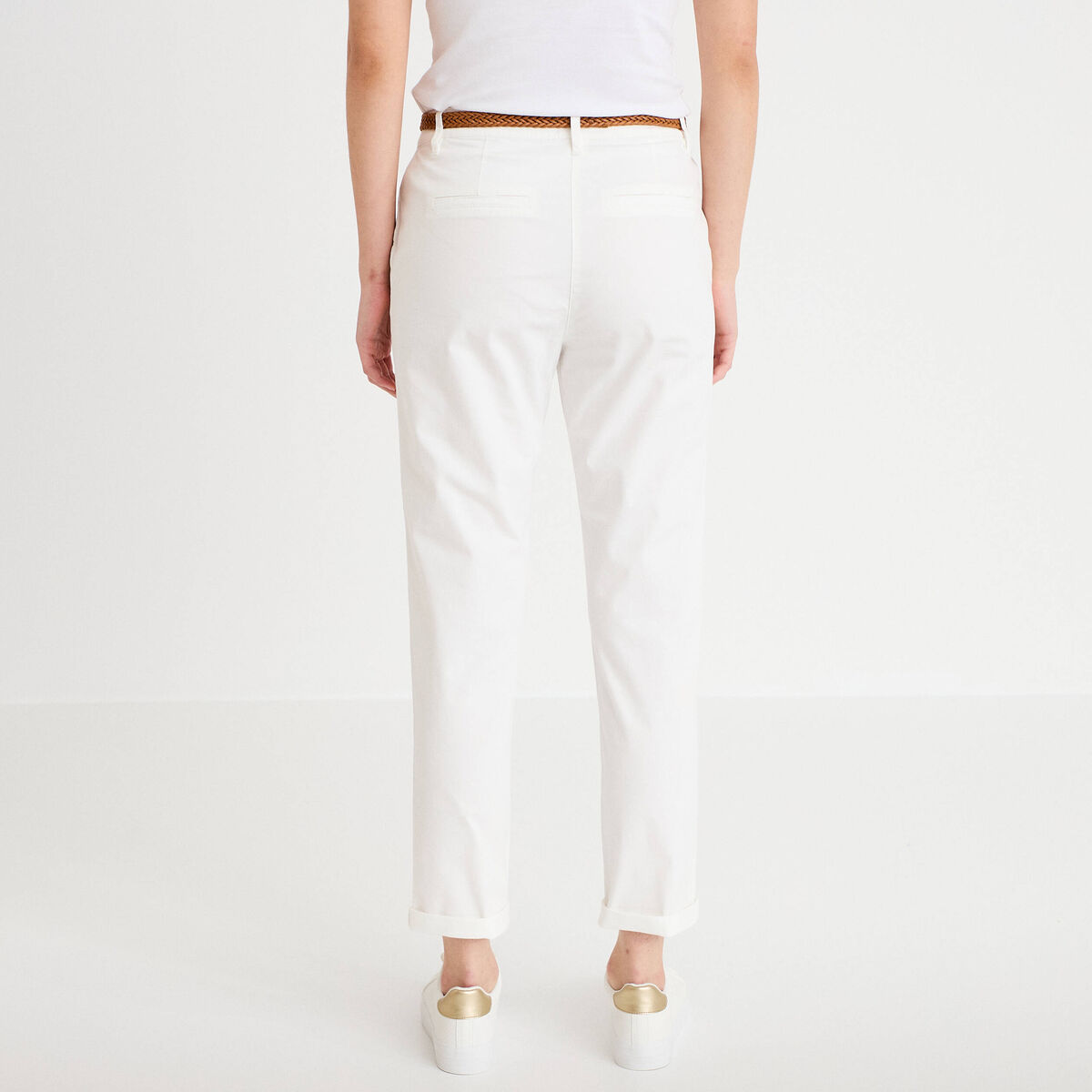 Pantalon chino 7/8ème ecru femme