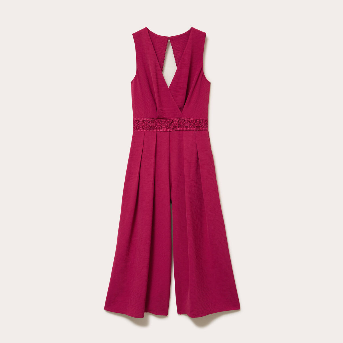 Combinaison large 3/4 sans manches col v rouge femme