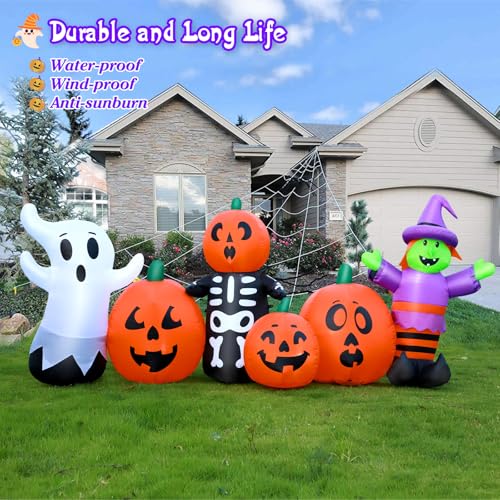 8 FT Halloween Inflatable Spider Outdoor Decorations for Yard, Giant Crawling Spider with LED Rotating Flame, Large Creepy Spider Props for Halloween Party Garden Lawn Patio Outside House Window Decor