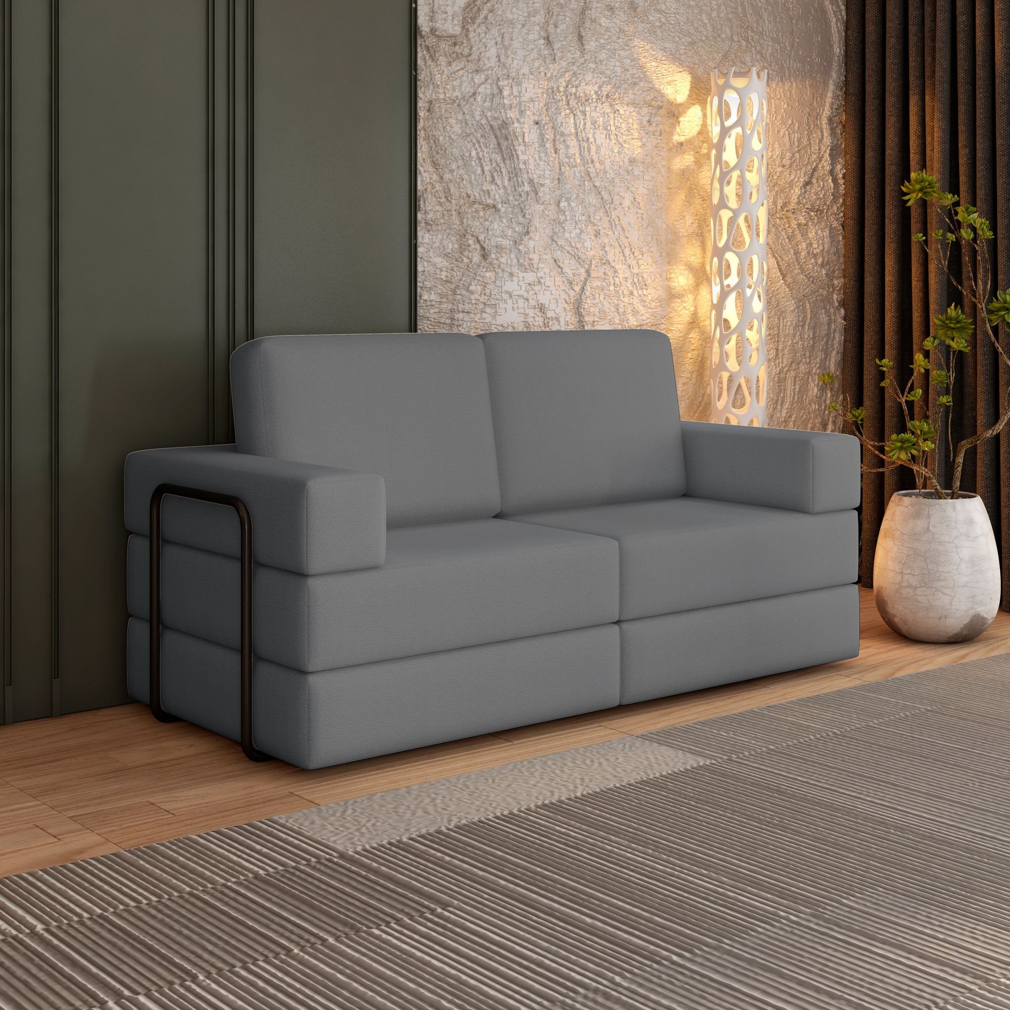 Sofá Cama à Vácuo 2 Lugares Linha Modular Flip Magic