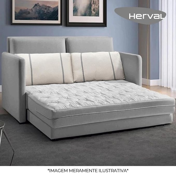 Sofá Cama Casal 2 Lugares Herval Aurora Linho Premium 146x194x75cm