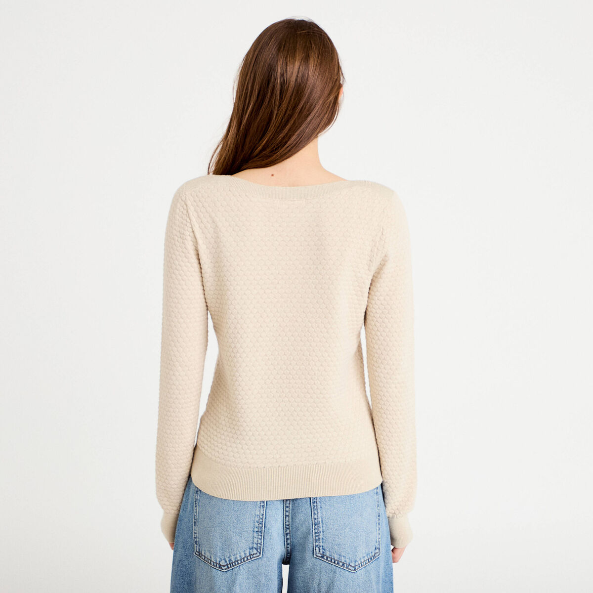 Pull col bateau sable femme