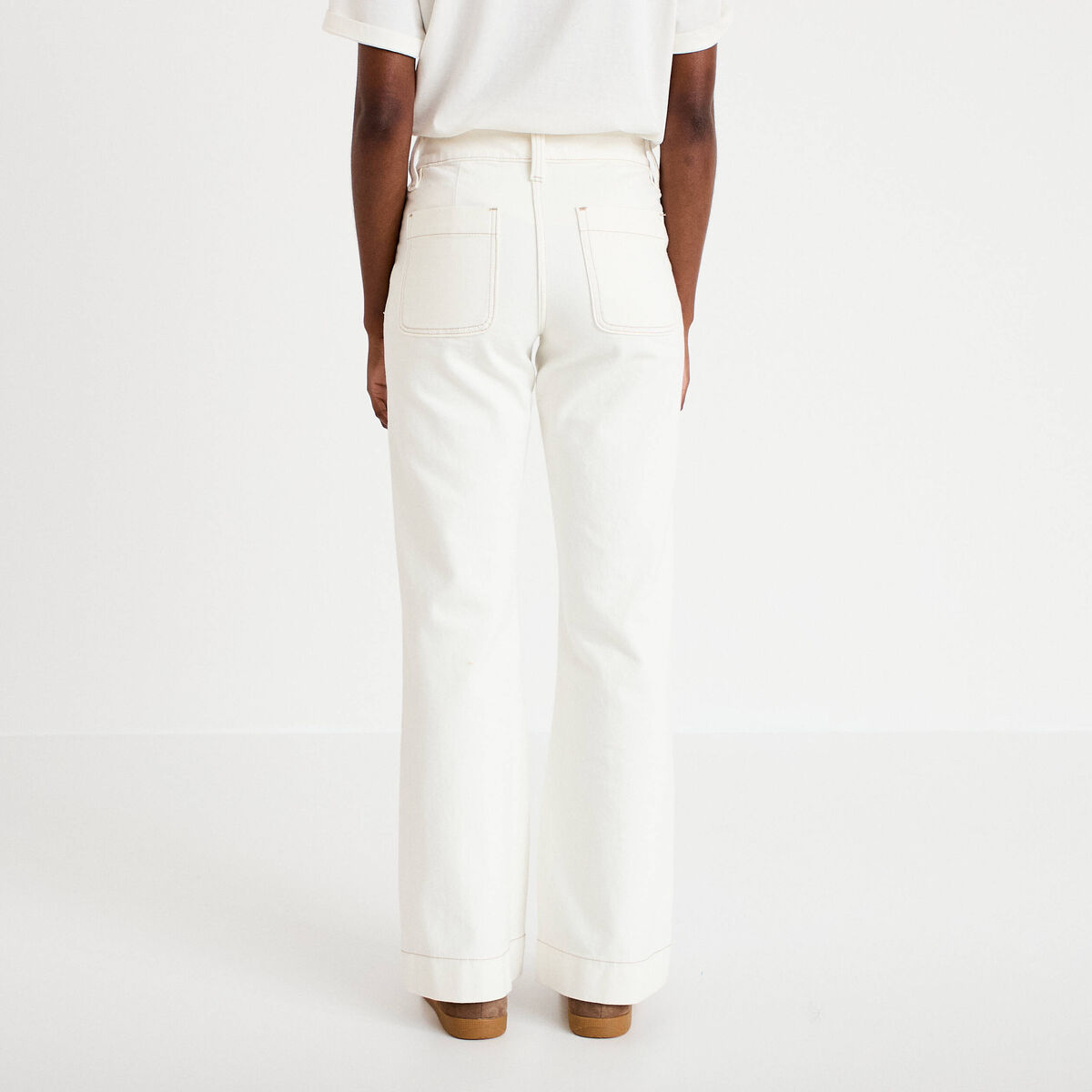 Jean bootcut taille haute denim denim blanc femme