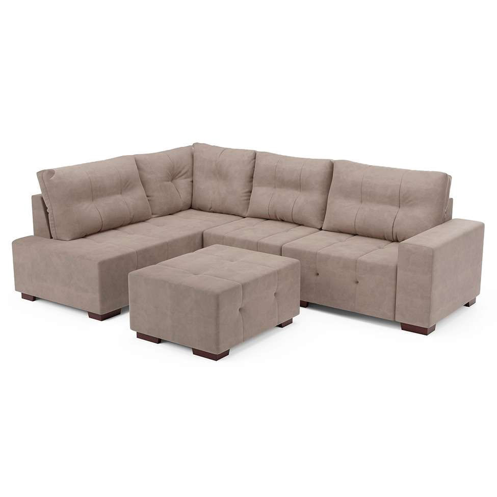Sofá de Canto 8 Lugares Ipanema Suede Bege em Promoção | Ofertas na Americanas