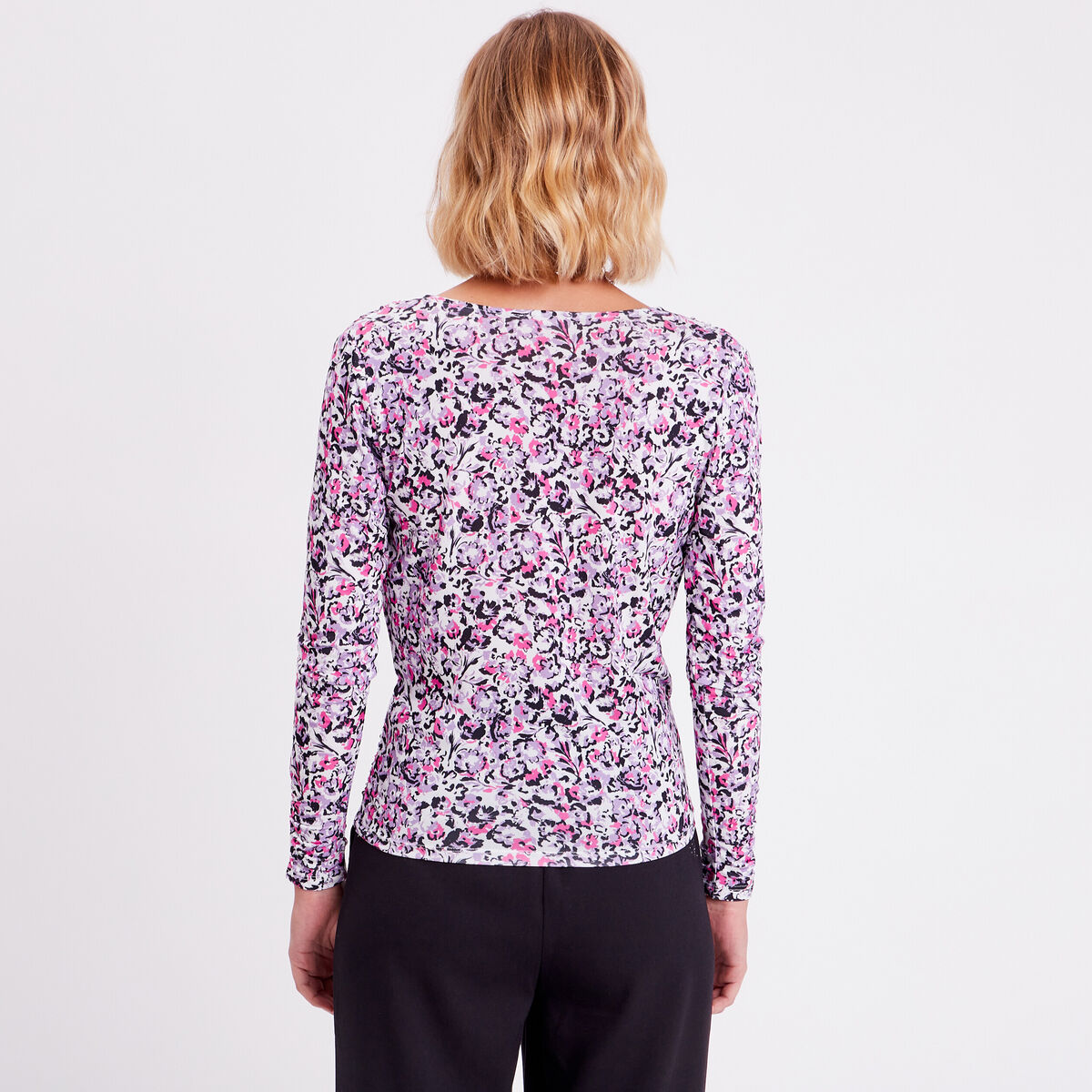 T-shirt ajusté col cache-coeur blanc femme