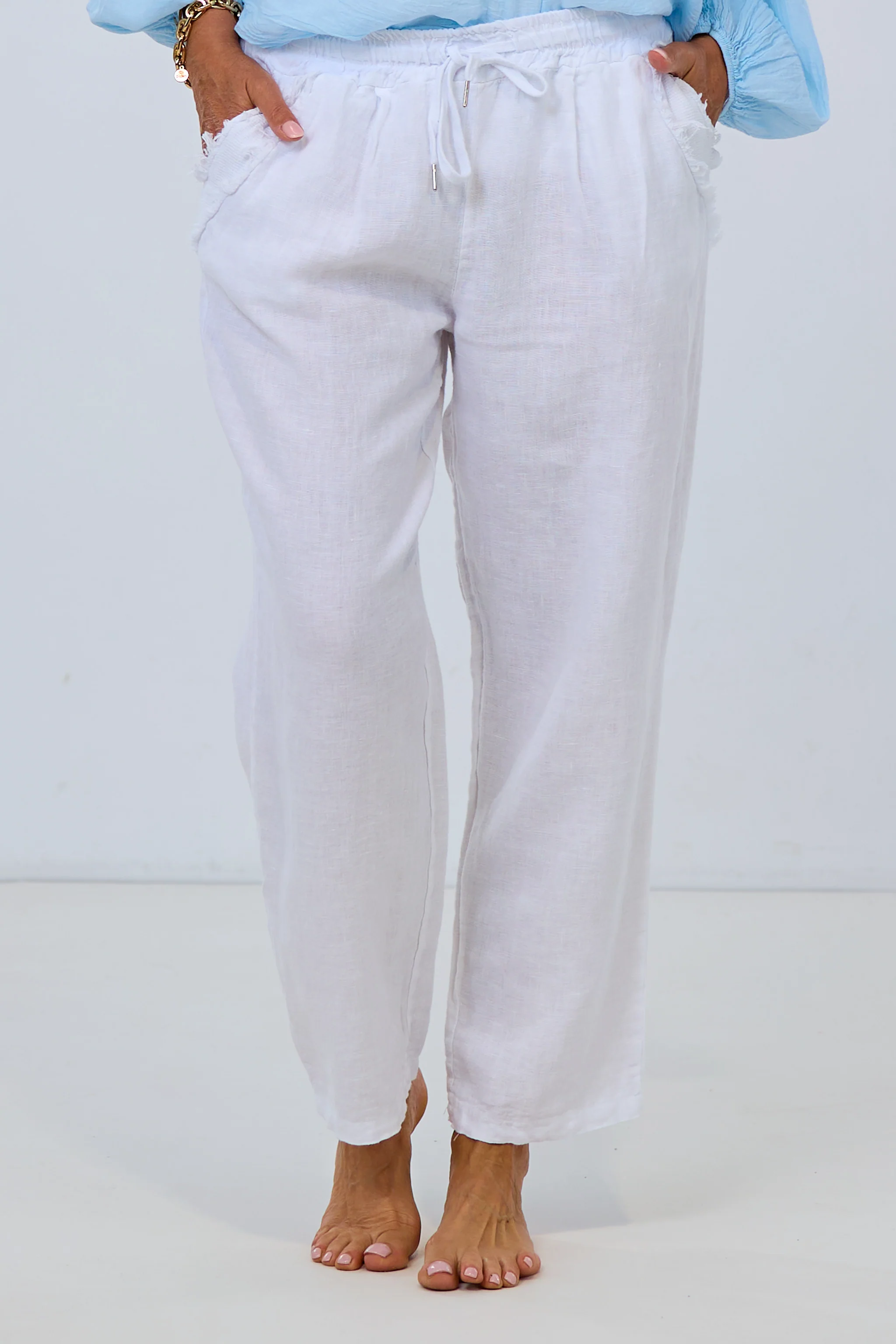 Leinenhose, weiß