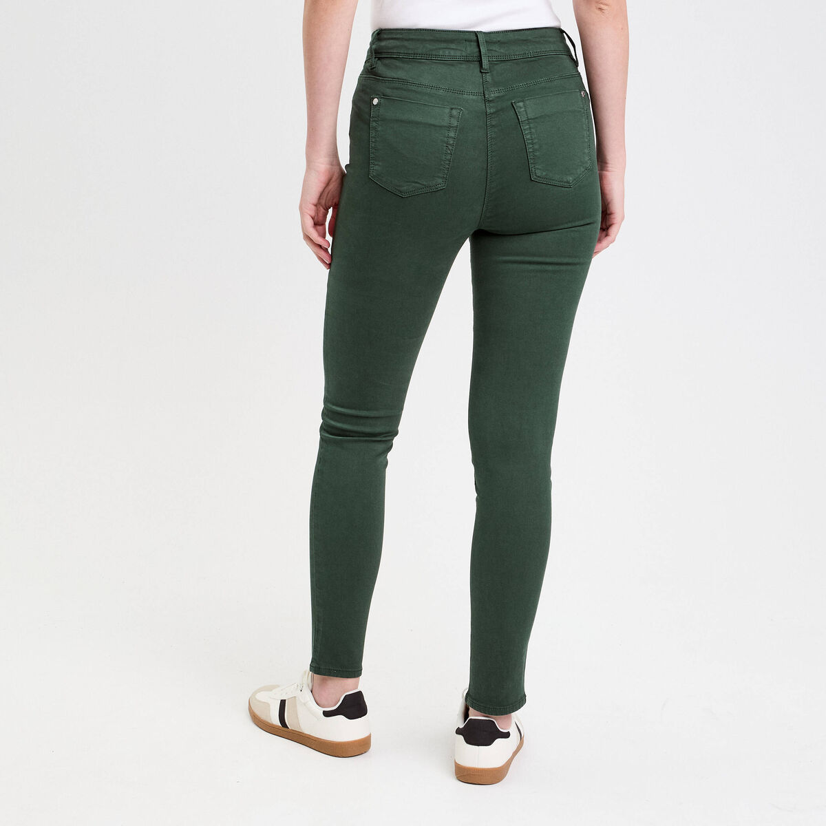 Jeans slim 5 poches vert foncé femme