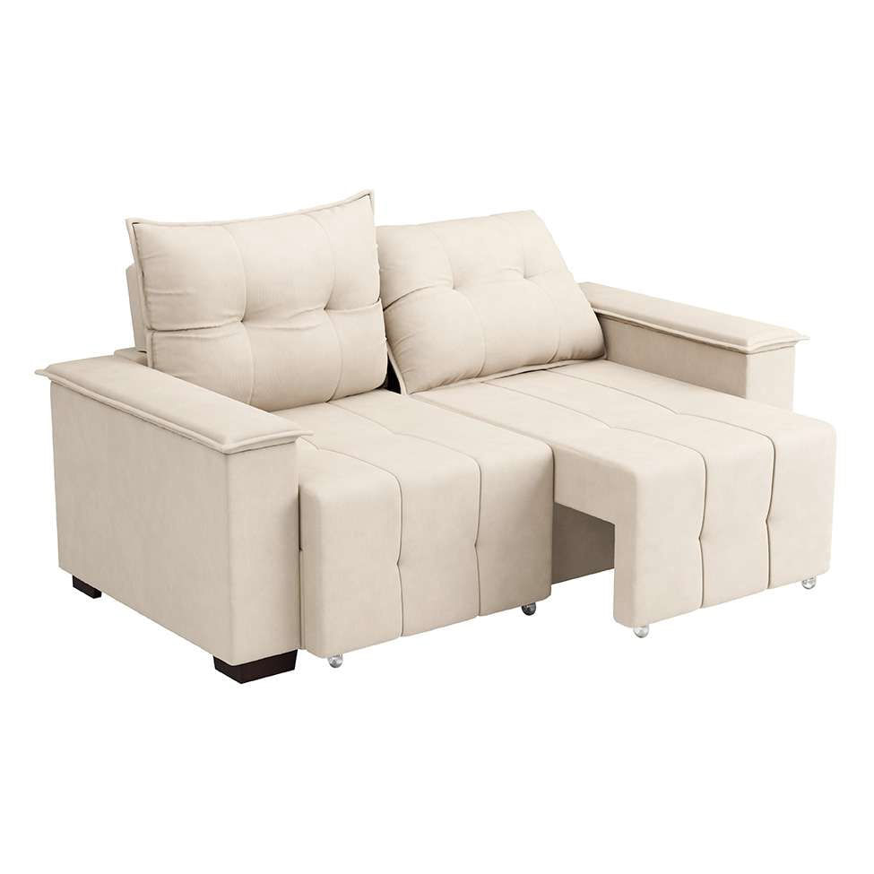 Sofá 3 Lugares Retrátil e Reclinável Slim Suede Bege em Promoção | Ofertas na Americanas