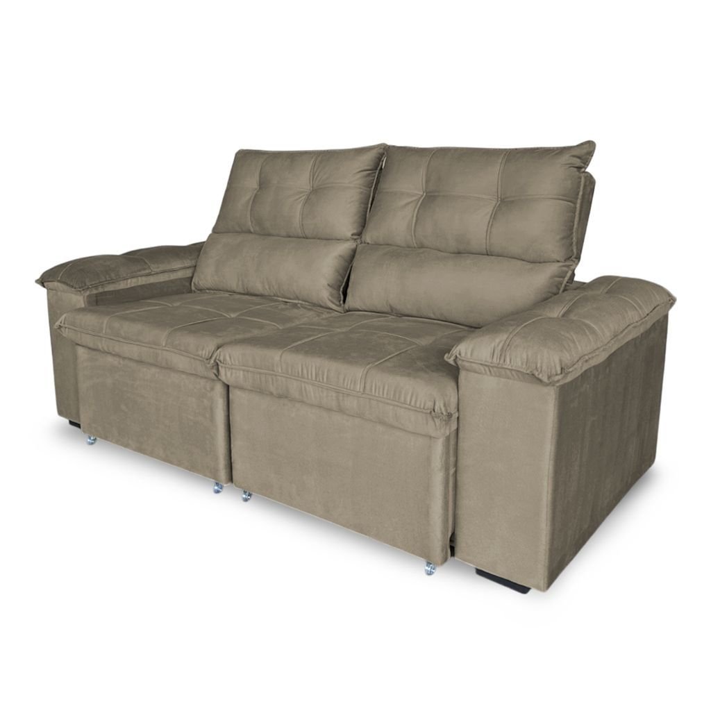 Sofá Retrátil e Reclinável 2 Lugares Verona 1,50m- Élpis Móveis - Veludo Capuccino