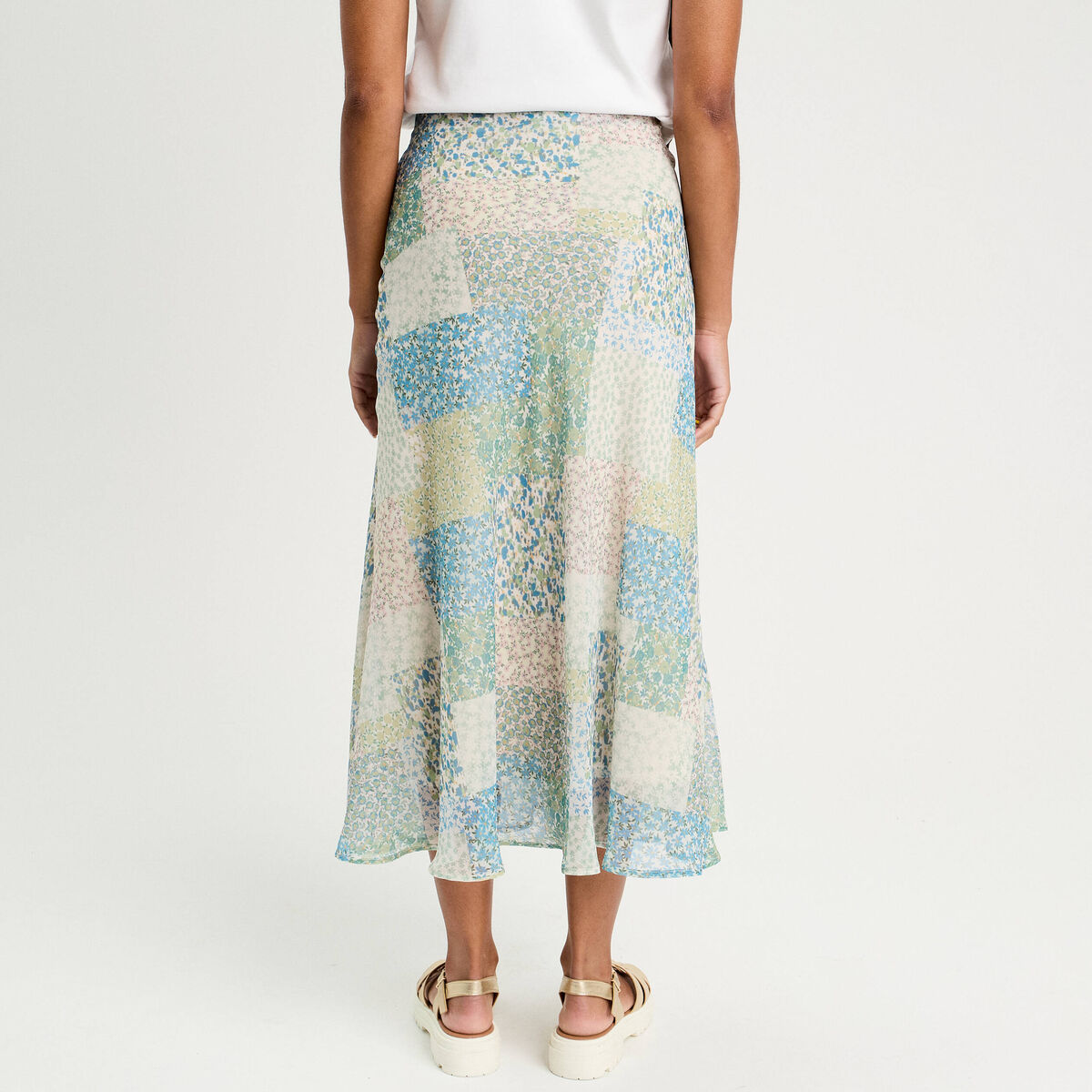 Jupe longue évasée bleu pastel femme