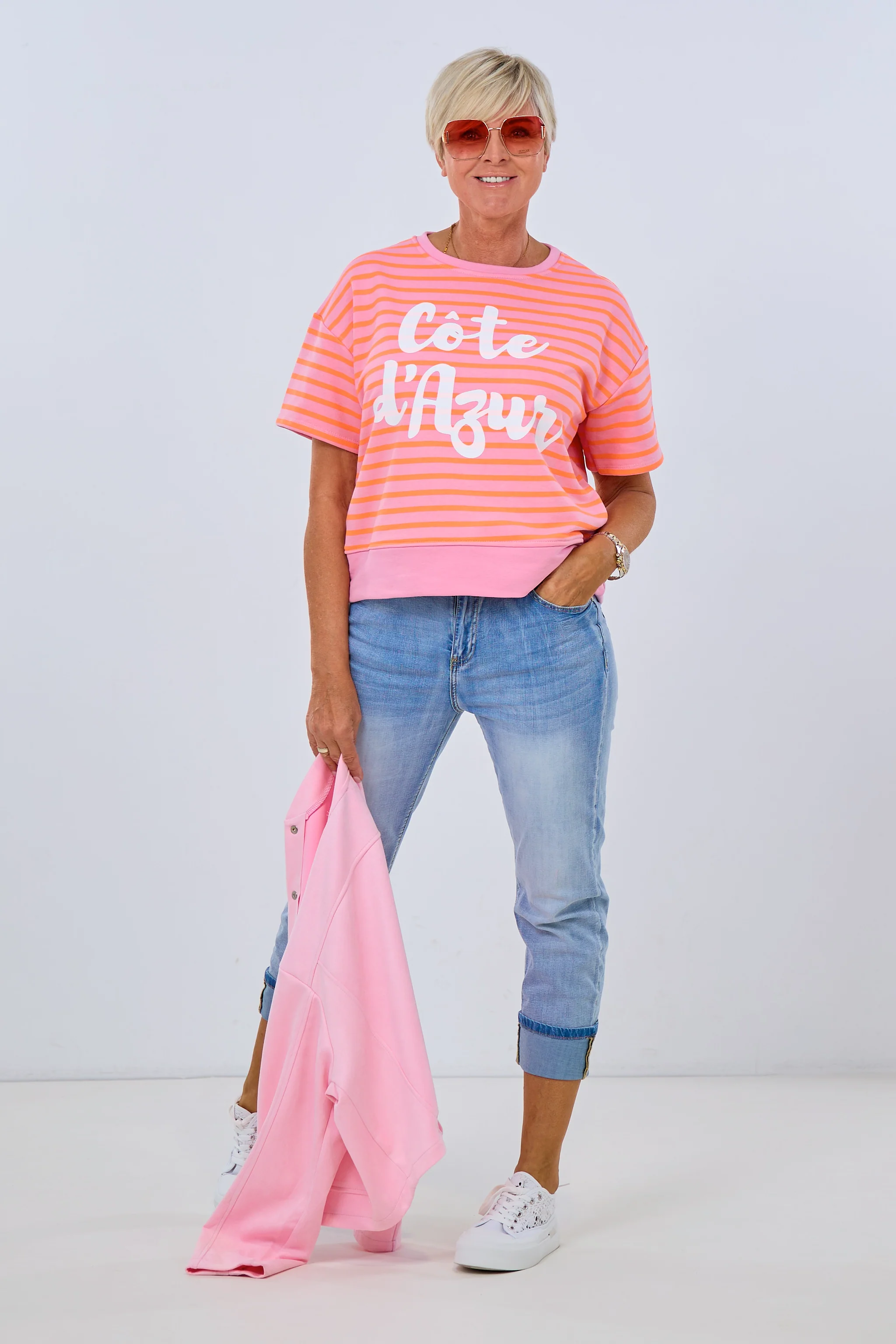 Kurzarm Sweaty Cote d'Azur, altrosa-orange